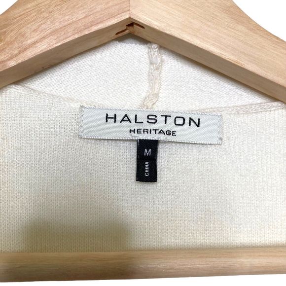 Halston Haritage Knit Open-Front Cardigan Sweater Preppy Boho White  Size Medium - Picture 11 of 11